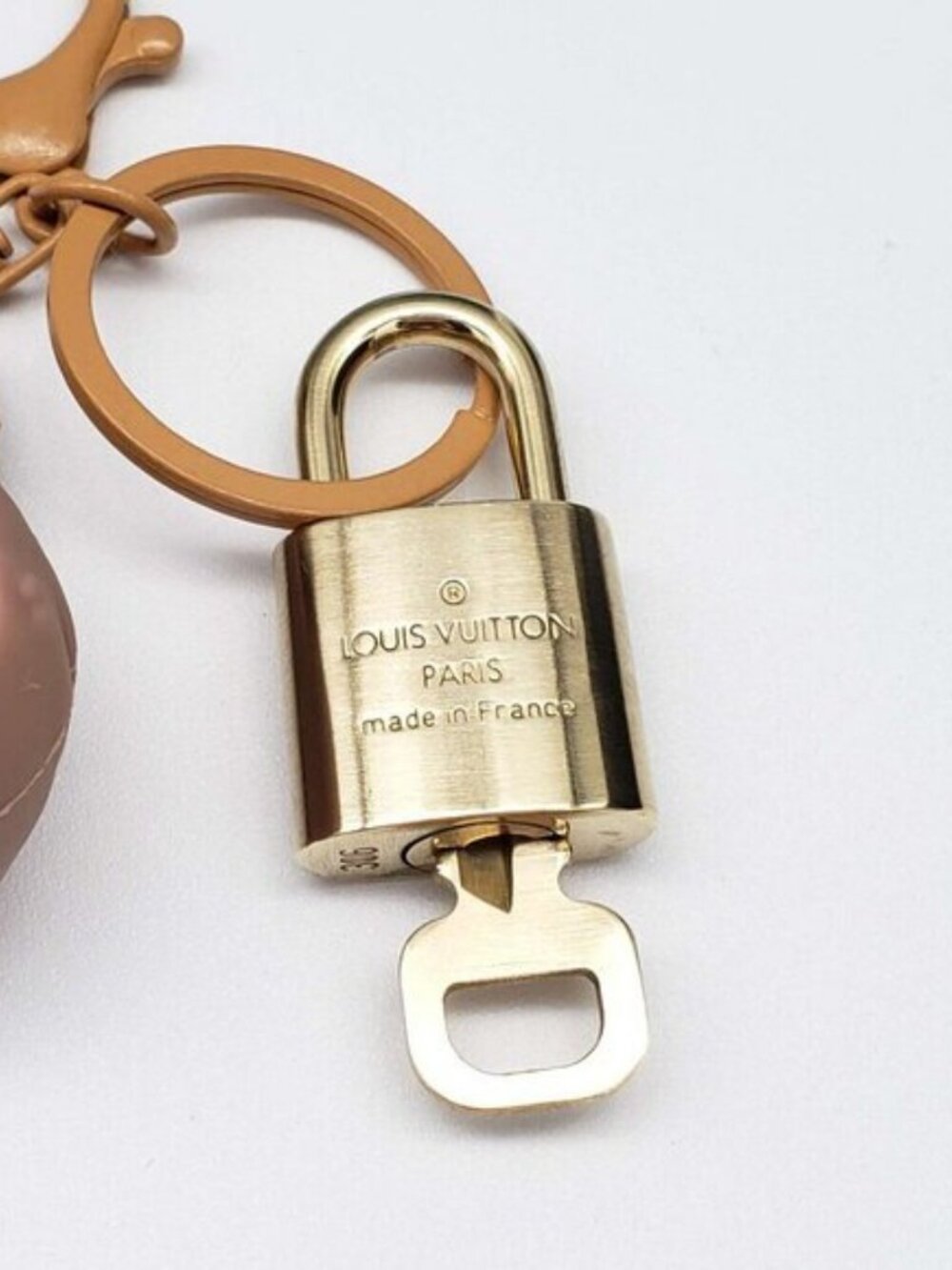 LV Authentic Gold Padlock 🔒 Key Set w/ Unbranded Labubu Keychain Charm - Picture 5 of 7